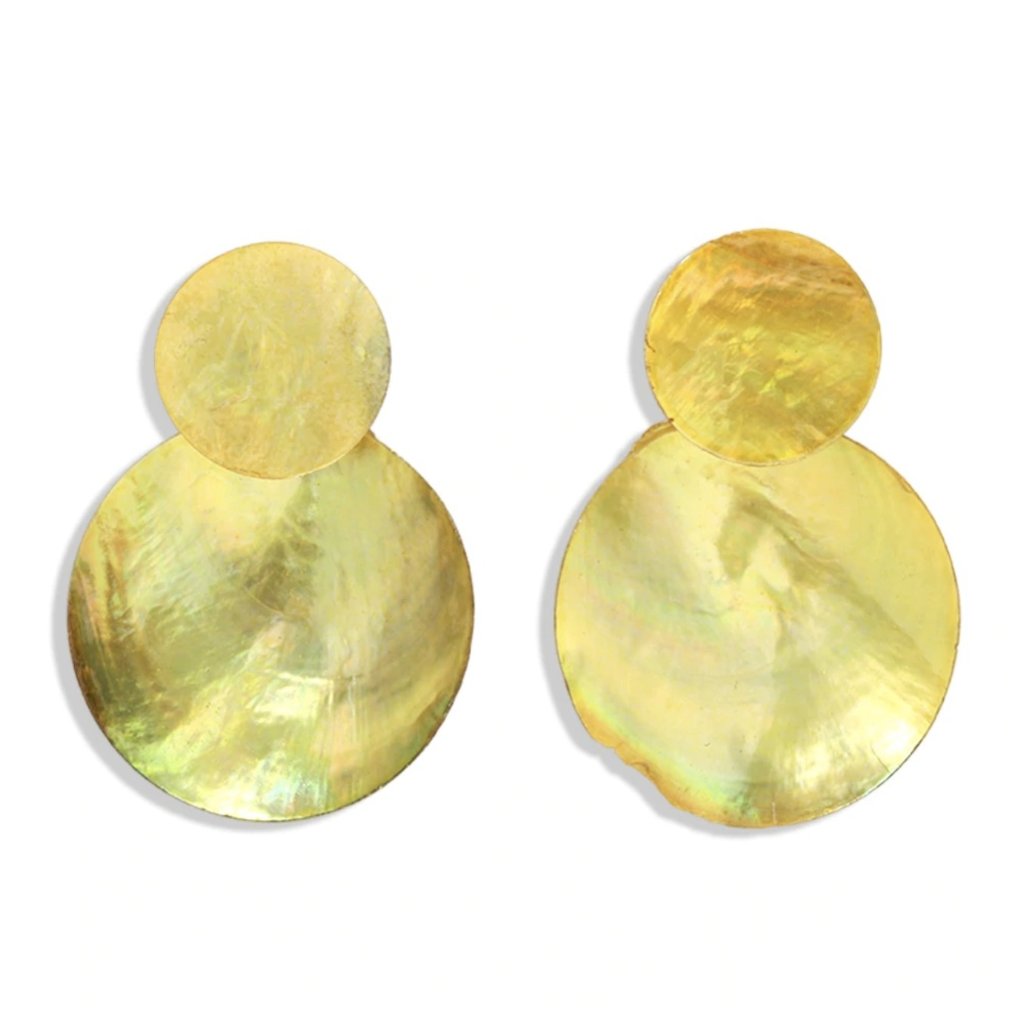 Double Round Retro 80s Yellow Acrylic Earrings 15$